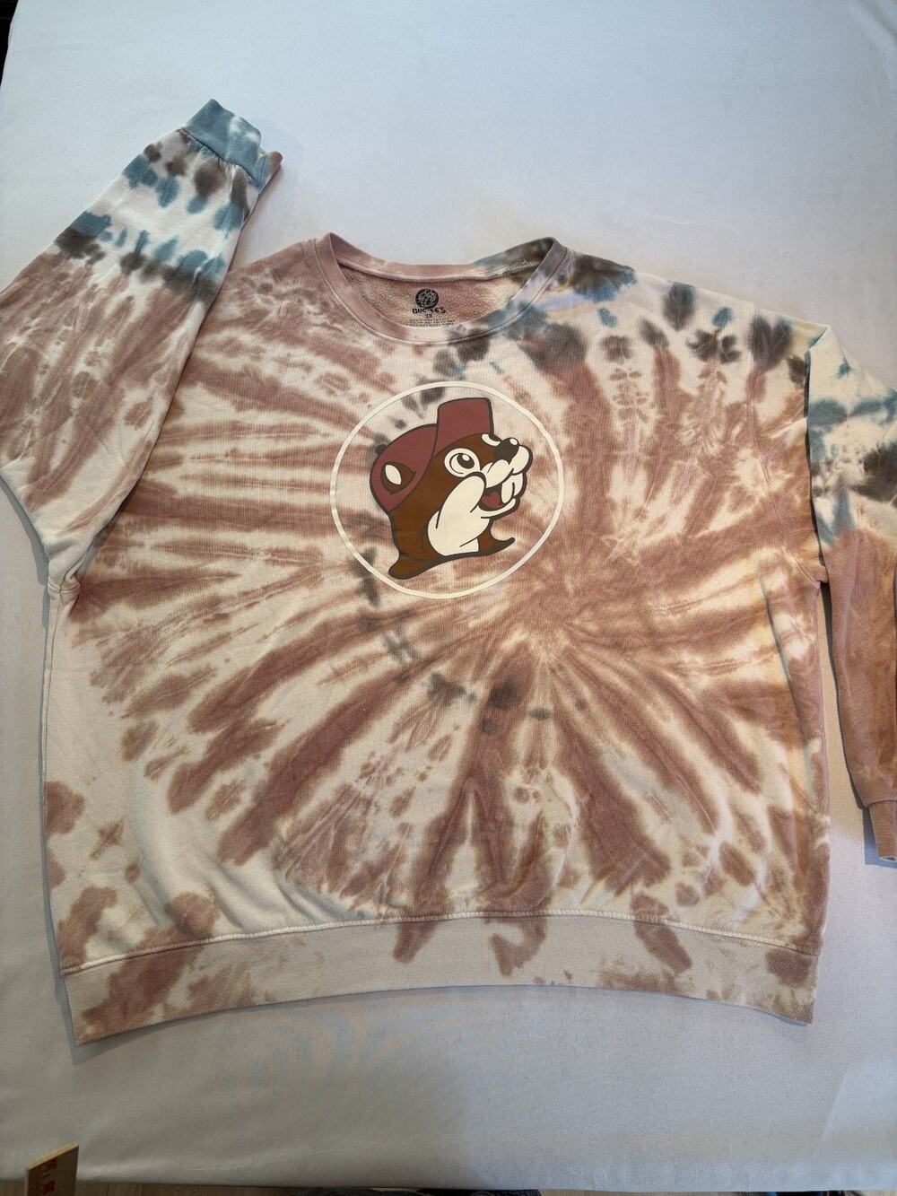 Buc-ee's 3X Tie Dye Sweatshirt Crewneck Beaver Logo Pullover Pink Blue Fleece